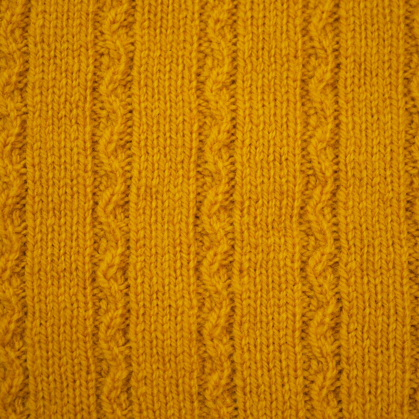 Merino Wool Cable Crew Jumper - Yellow