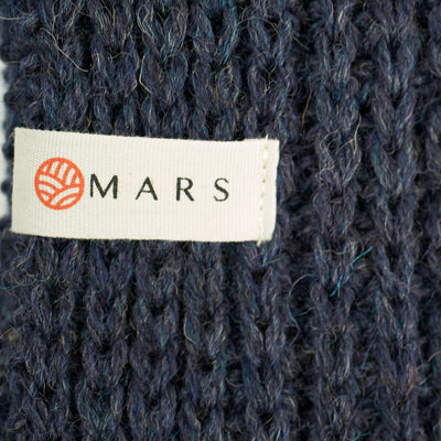 British Wool Long Honeycomb Scarf - Denim