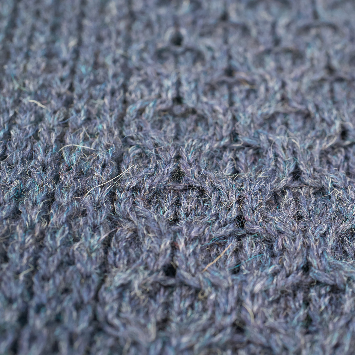 British Wool Long Honeycomb Scarf - Denim