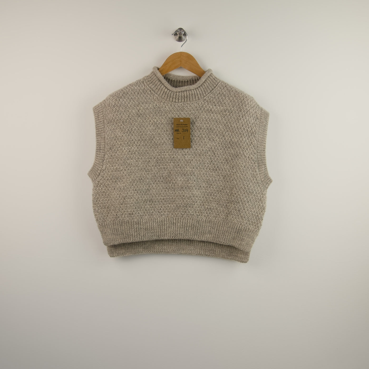 British Wool Moss Stitch Vest - 324 - Light Grey