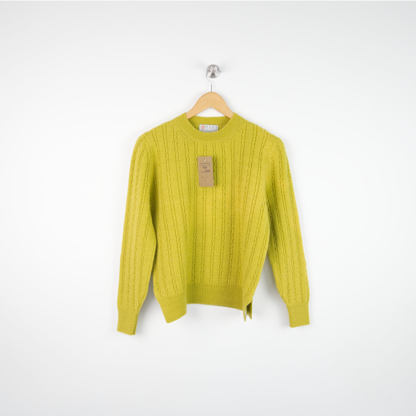 Merino Wool - Snake Cable Crew Jumper - 549 - Lime