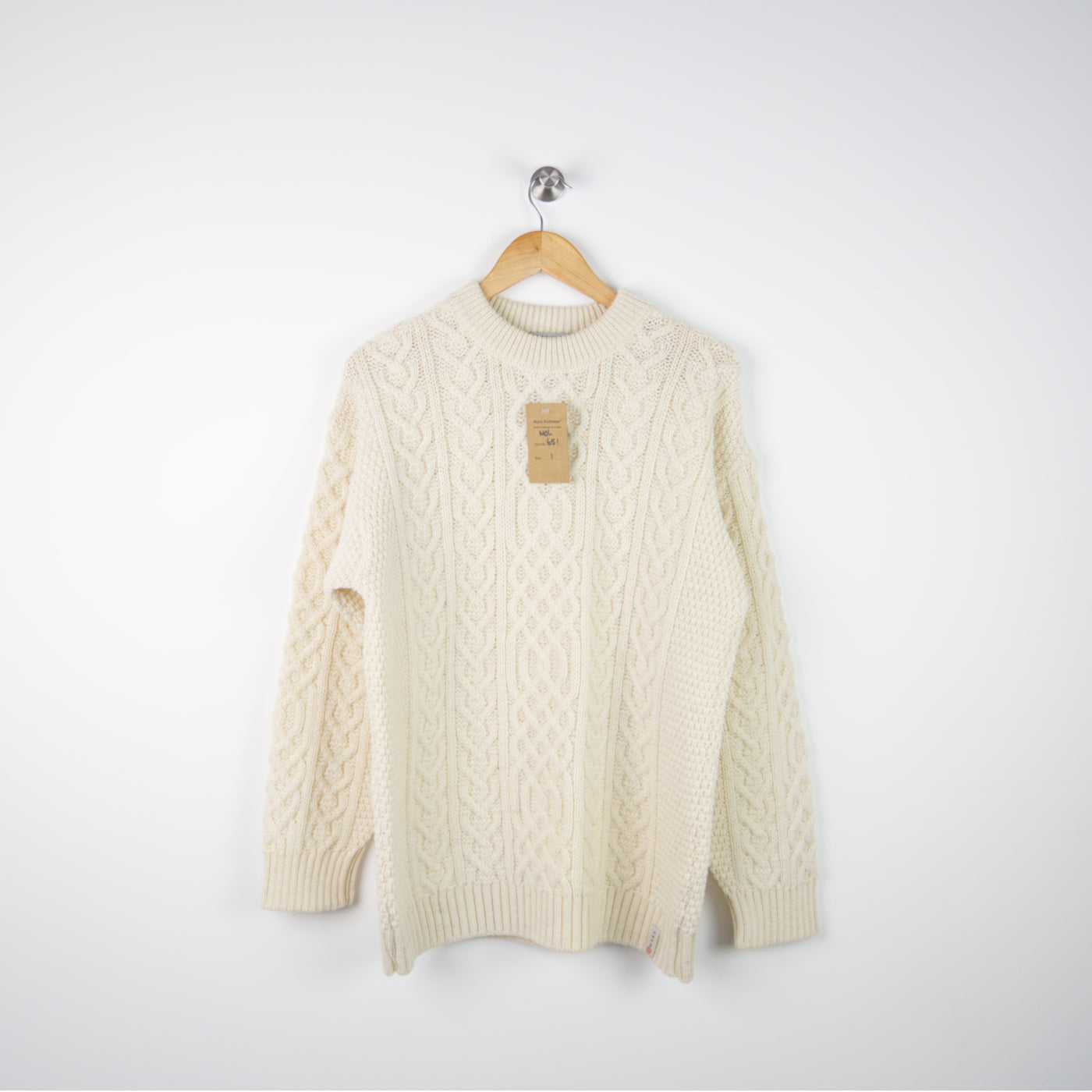 British Wool - Aran Cable Jumper - 651 - Ecru