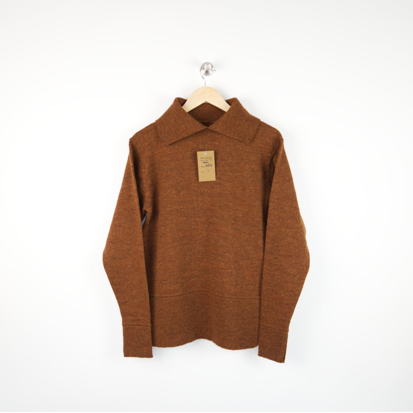 British Wool - Collared Jumper - 657 - Brown