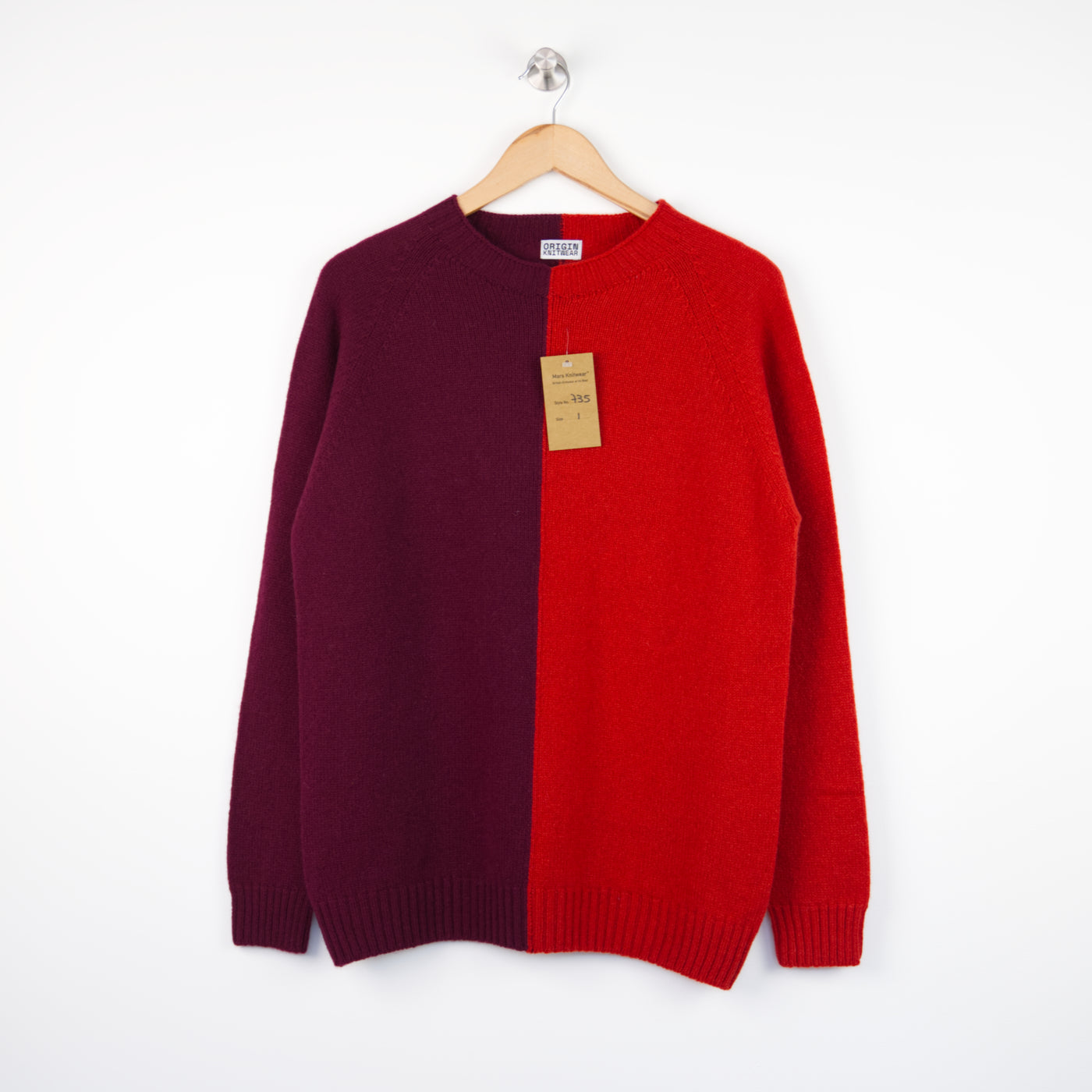 Lambswool - Seamless Crew Piece Unique - 735 - Red/Burgundy