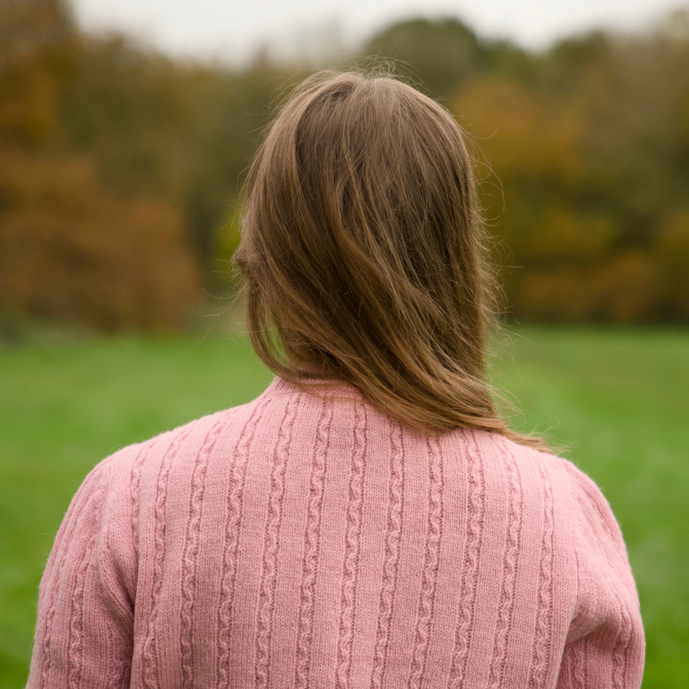 Merino Wool Cable Crew Jumper - Rosa