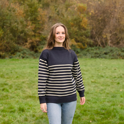 British Wool - Bretton Stripe Guernsey - Navy