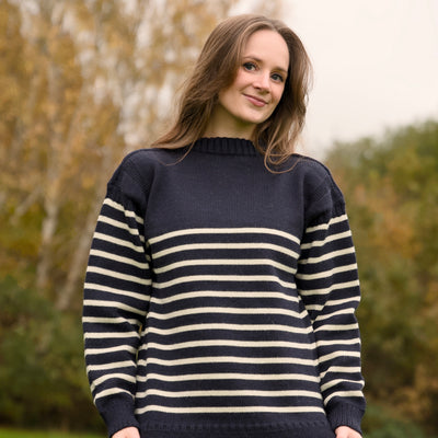 British Wool - Bretton Stripe Guernsey - Navy