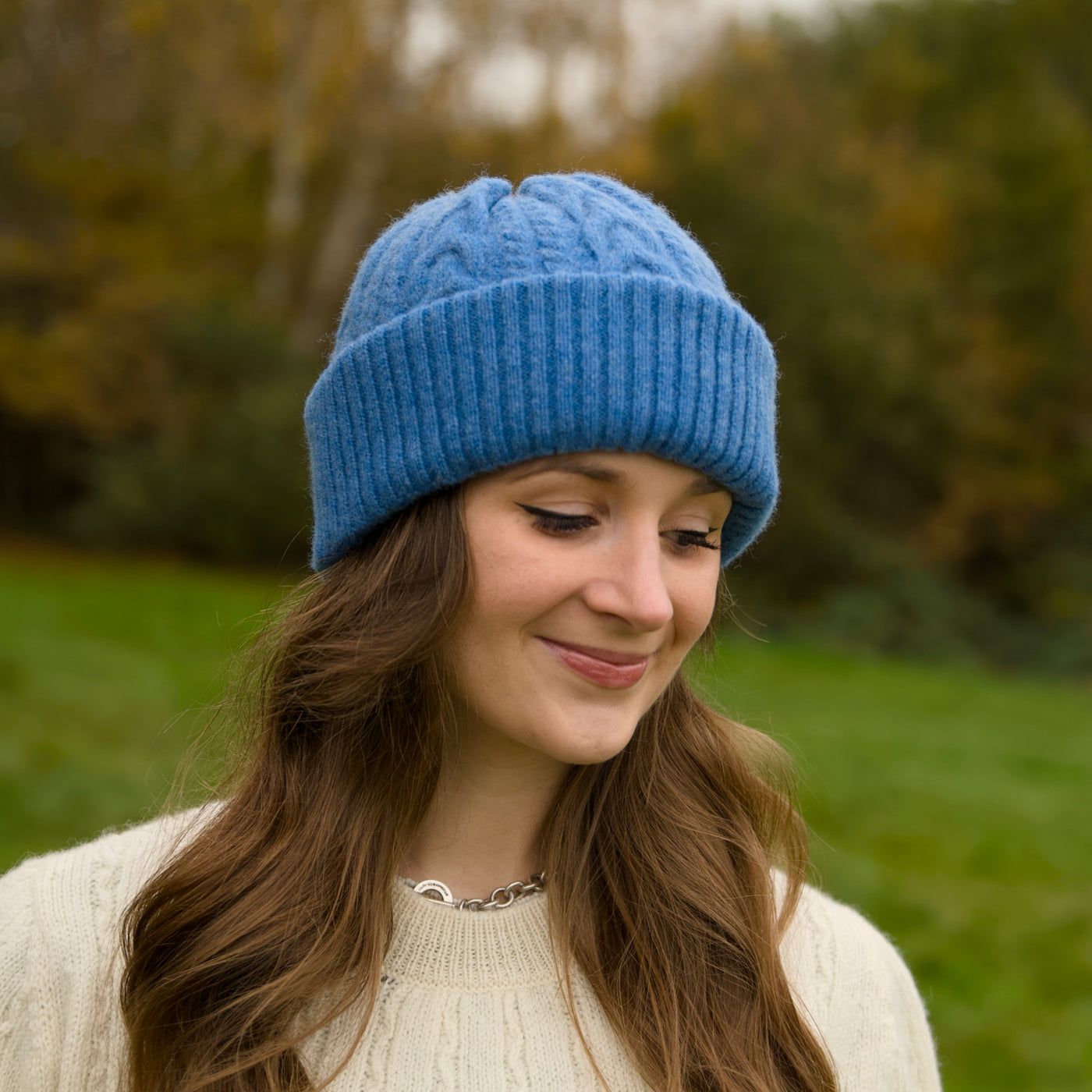 Felted Merino Wool Beanie - Blue