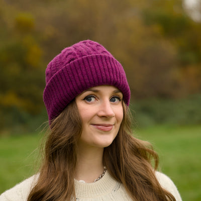 Felted Merino Wool Beanie - Plum