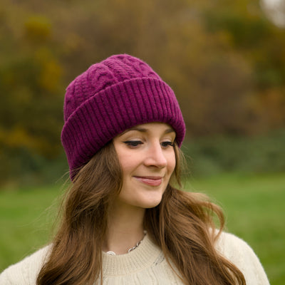 Felted Merino Wool Beanie - Plum