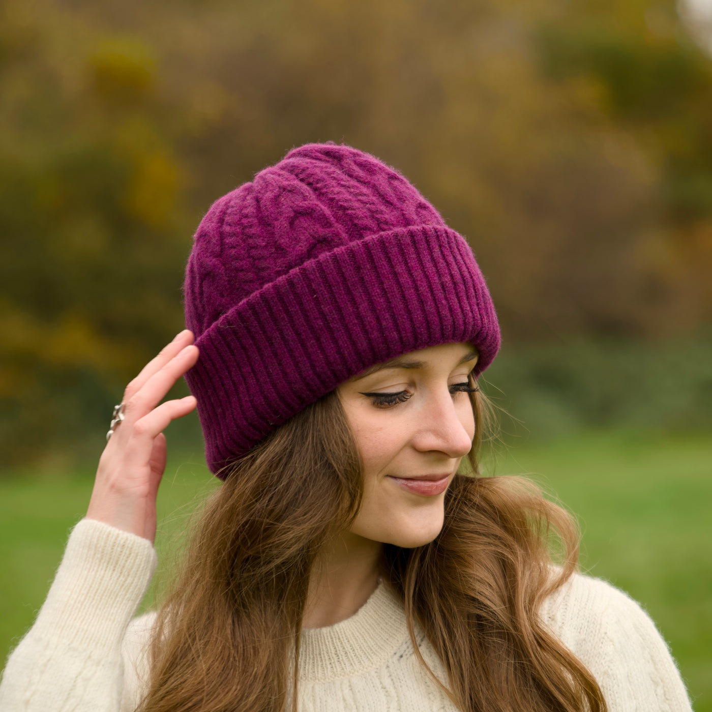 Felted Merino Wool Beanie - Plum