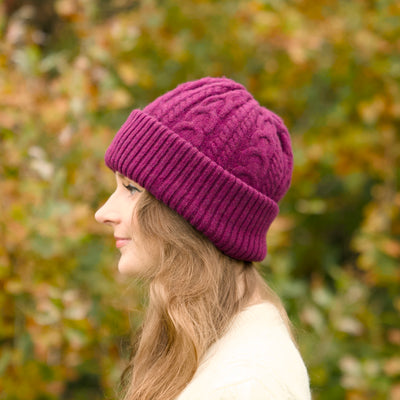 Felted Merino Wool Beanie - Plum