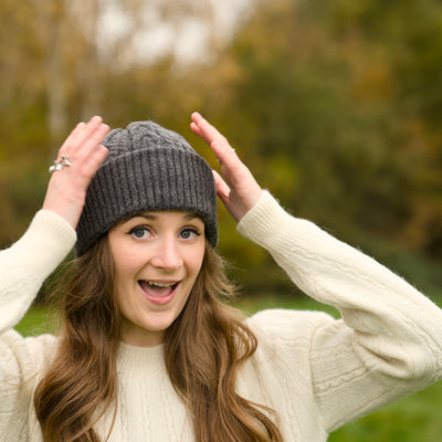 Felted Merino Wool Beanie - Charcoal