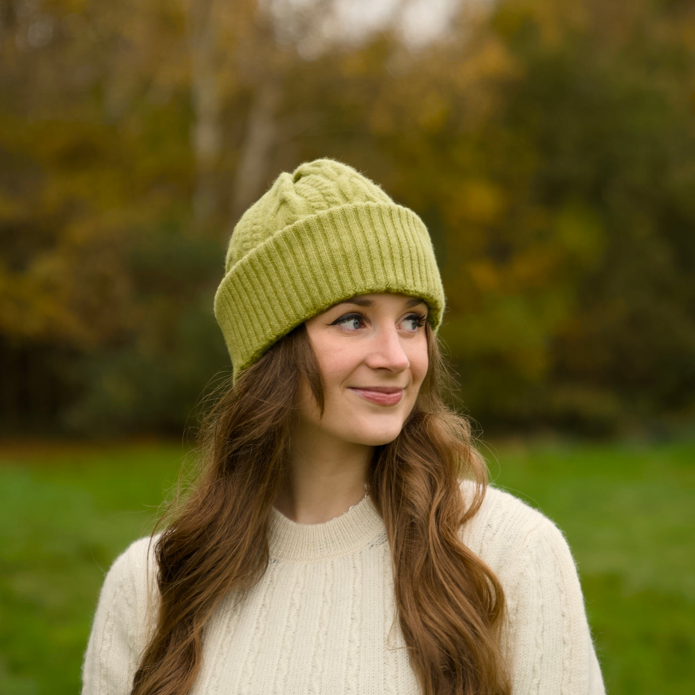 Felted Merino Wool Beanie - Lime