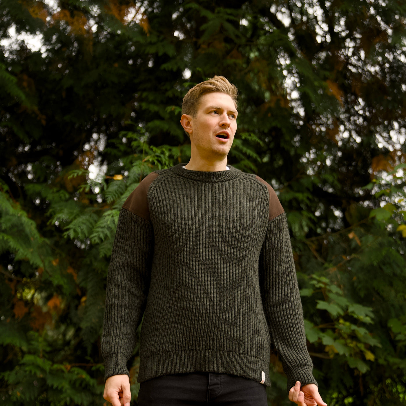 British Wool Shooting Jumper - Moss