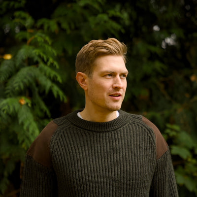 British Wool Shooting Jumper - Moss