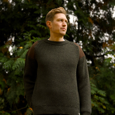 British Wool Shooting Jumper - Moss