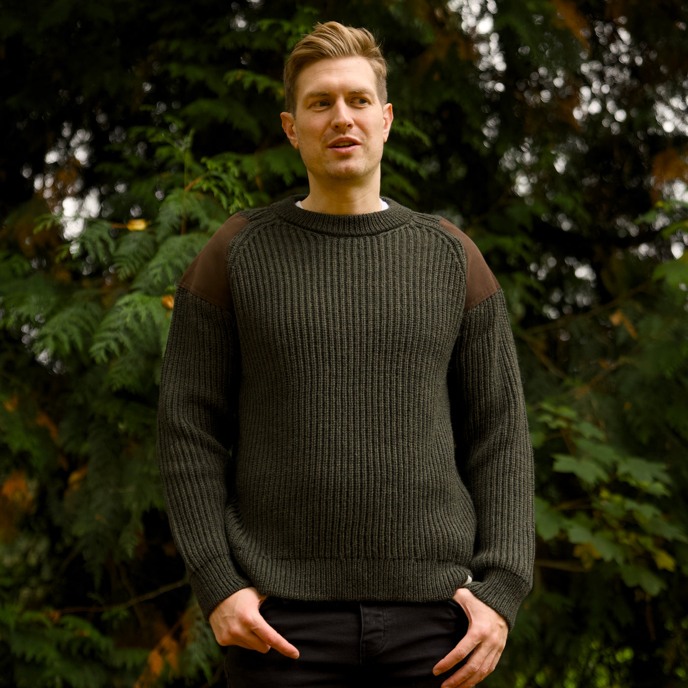 British Wool Shooting Jumper - Moss