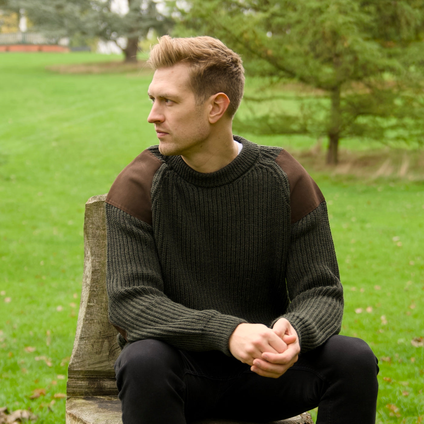 British Wool Shooting Jumper - Moss