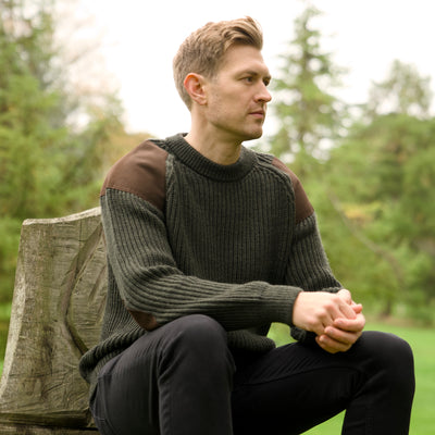 British Wool Shooting Jumper - Moss