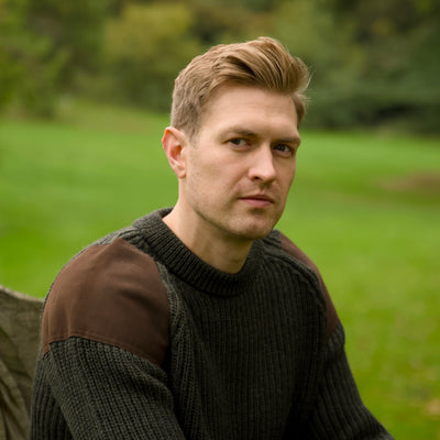British Wool Shooting Jumper - Moss