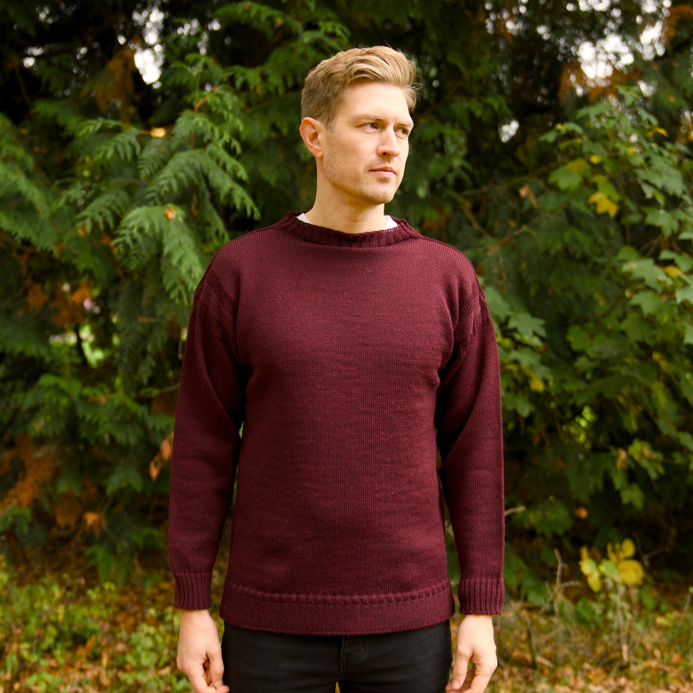 British Wool Seamless Gansey - Burgundy