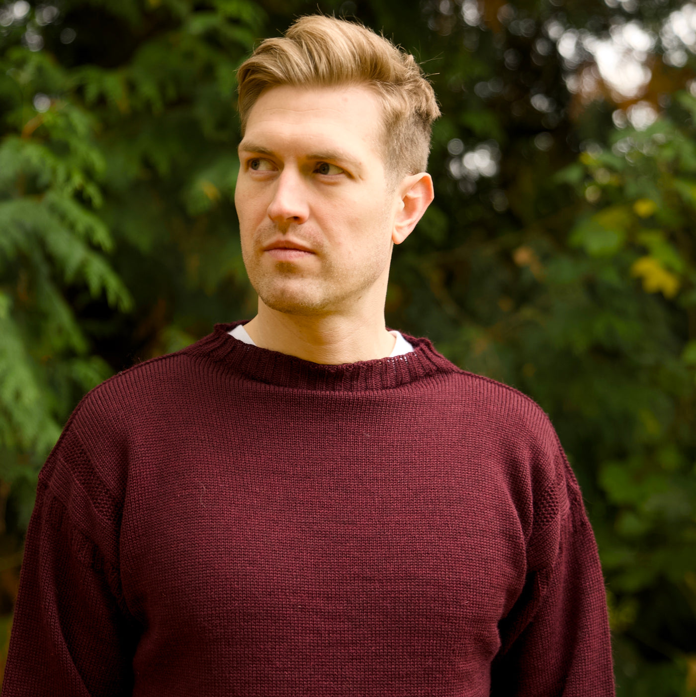 British Wool Seamless Gansey - Burgundy