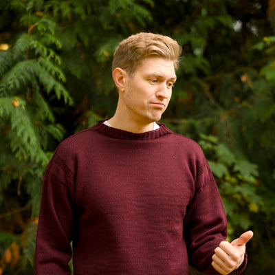 British Wool Seamless Gansey - Burgundy