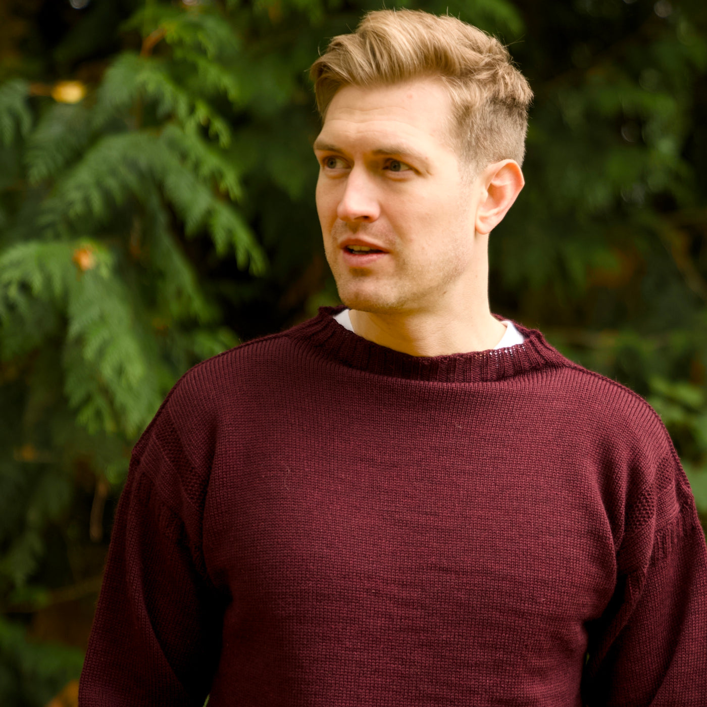 British Wool Seamless Gansey - Burgundy