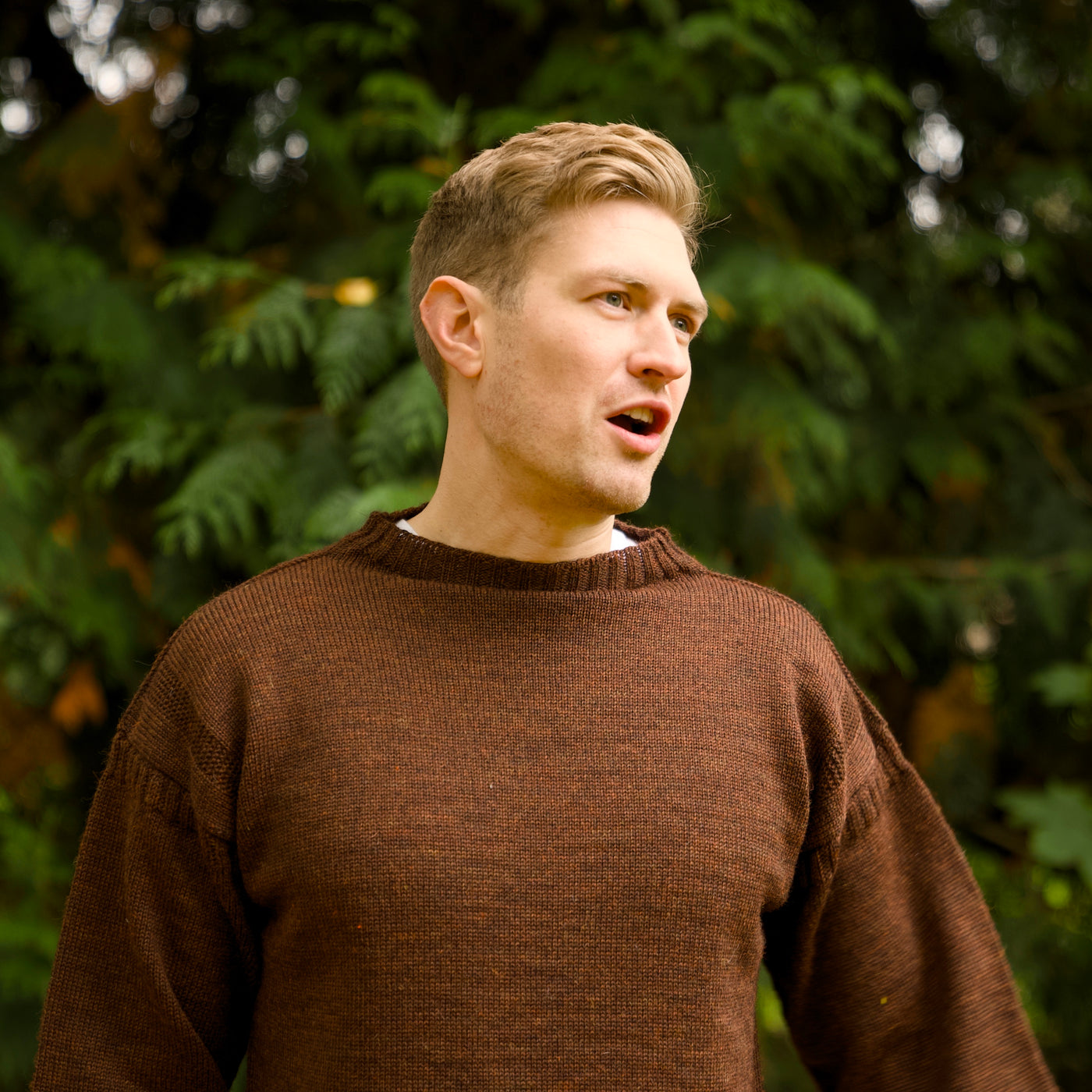 British Wool Seamless Gansey - Sable Brown