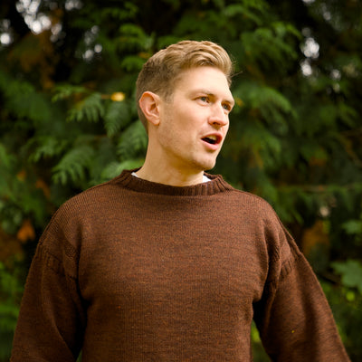 British Wool Seamless Gansey - Sable Brown