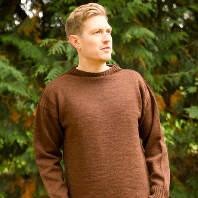 British Wool Seamless Gansey - Sable Brown