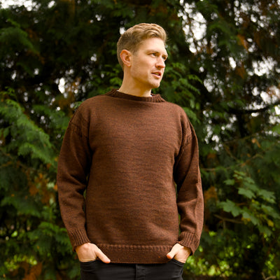 British Wool Seamless Gansey - Sable Brown