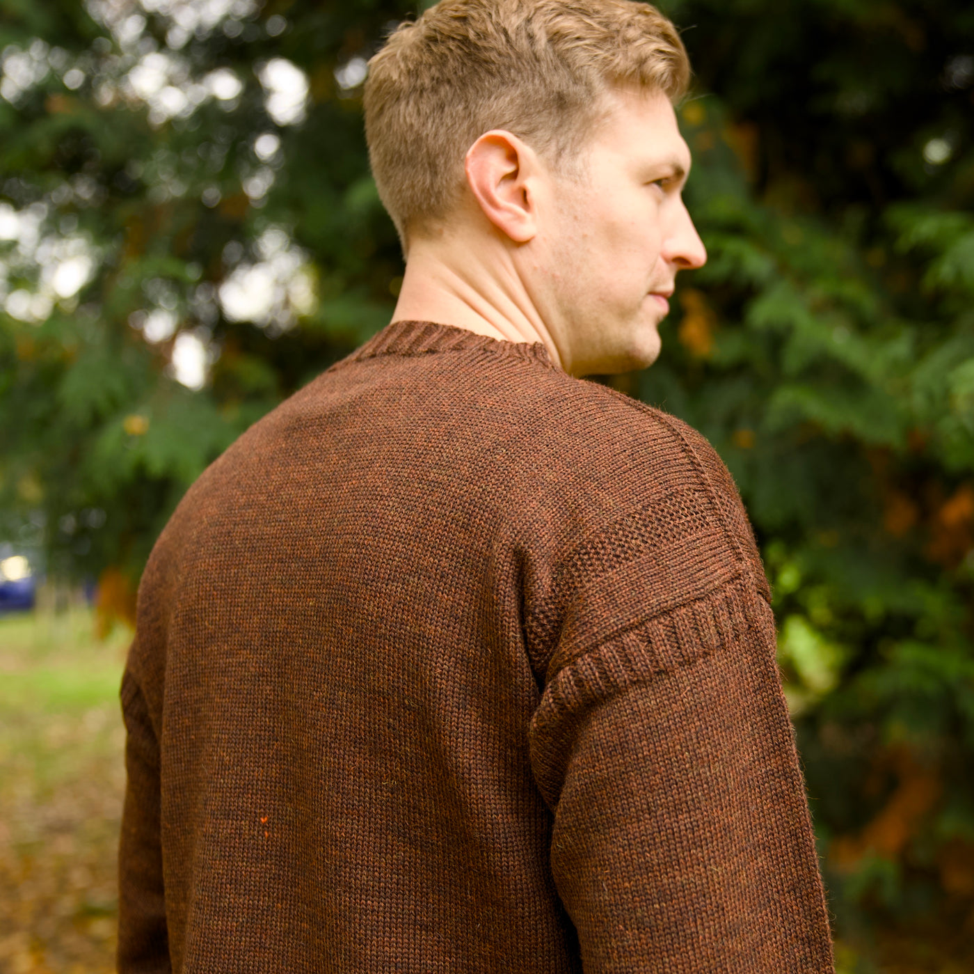 British Wool Seamless Gansey - Sable Brown