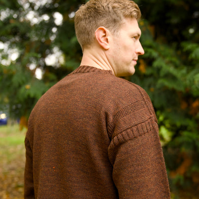 British Wool Seamless Gansey - Sable Brown