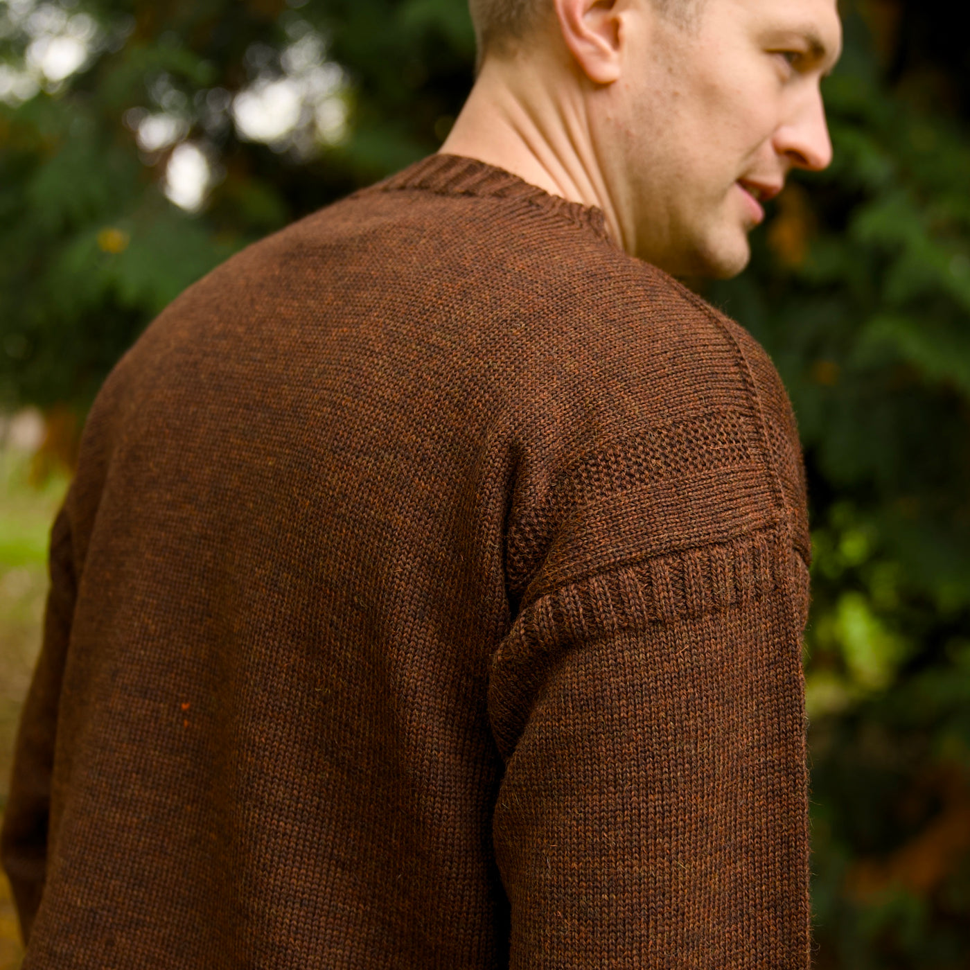 British Wool Seamless Gansey - Sable Brown
