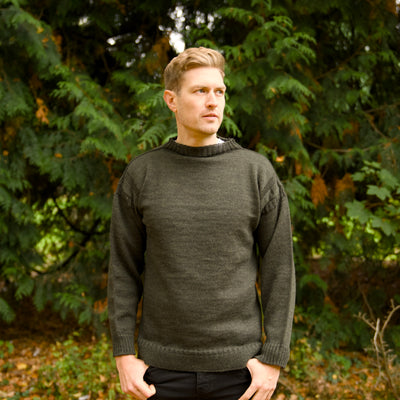 British Wool Seamless Gansey - Moss
