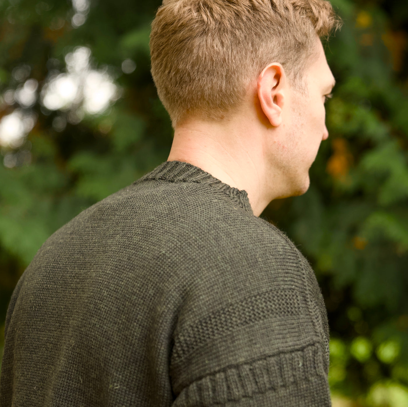 British Wool Seamless Gansey - Moss