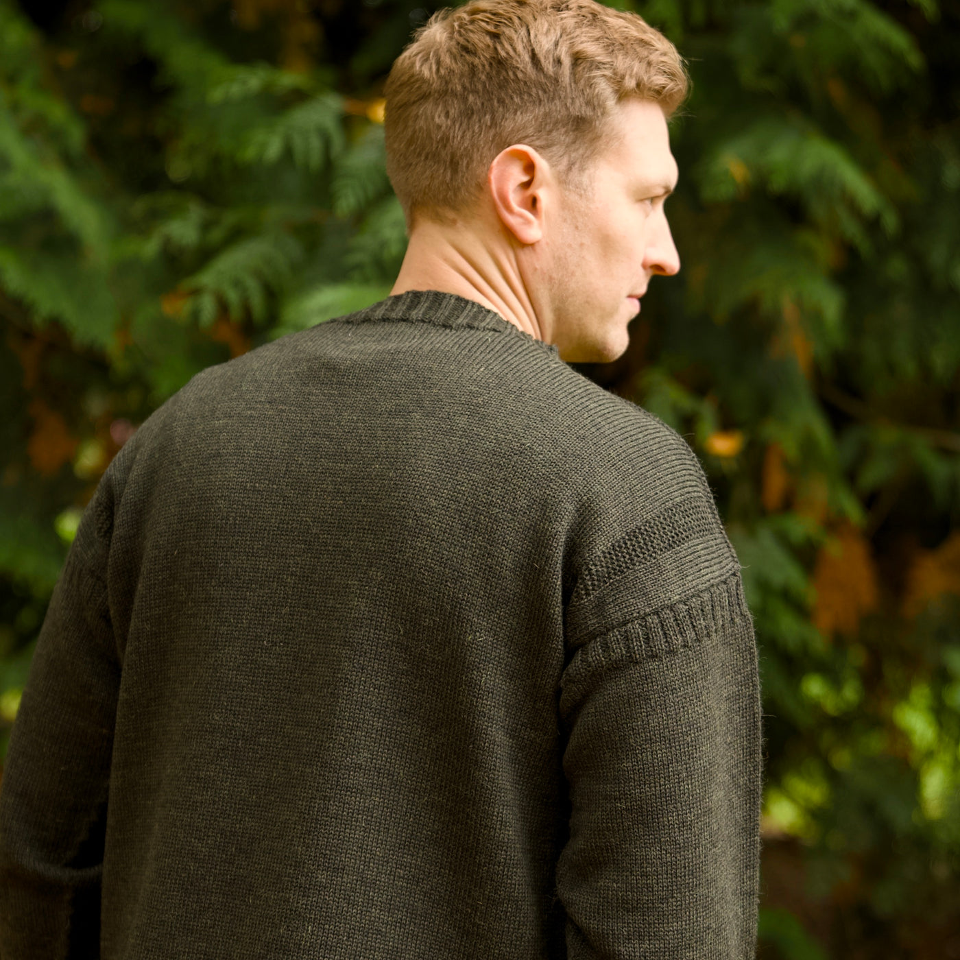 British Wool Seamless Gansey - Moss