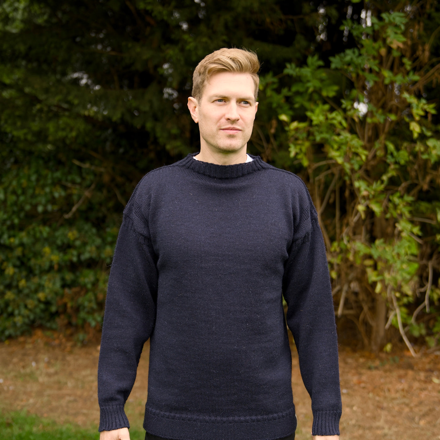 British Wool Seamless Gansey - Navy