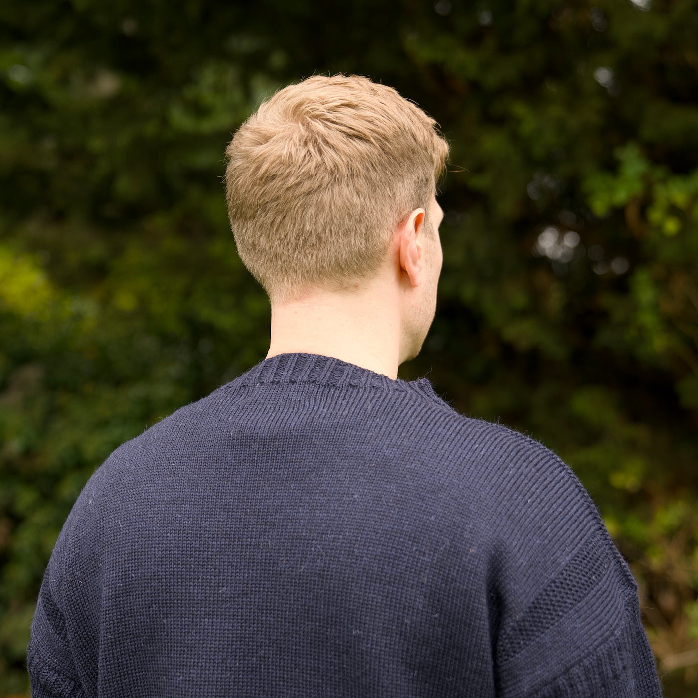 British Wool Seamless Gansey - Navy