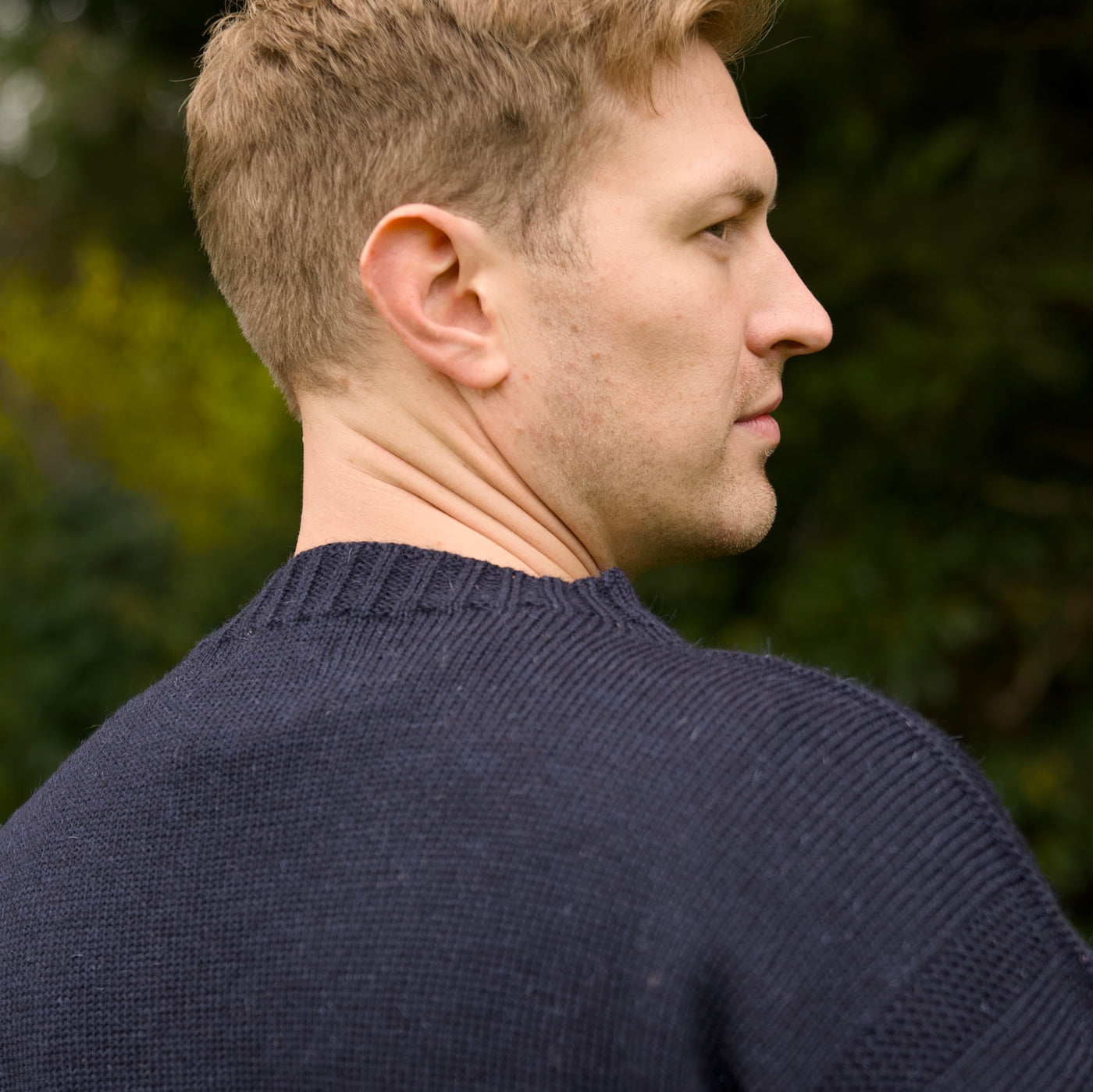 British Wool Seamless Gansey - Navy