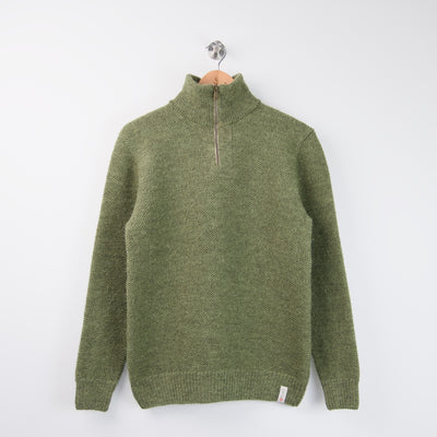 British Wool Quarter Zip - Brunel - Dark Apple