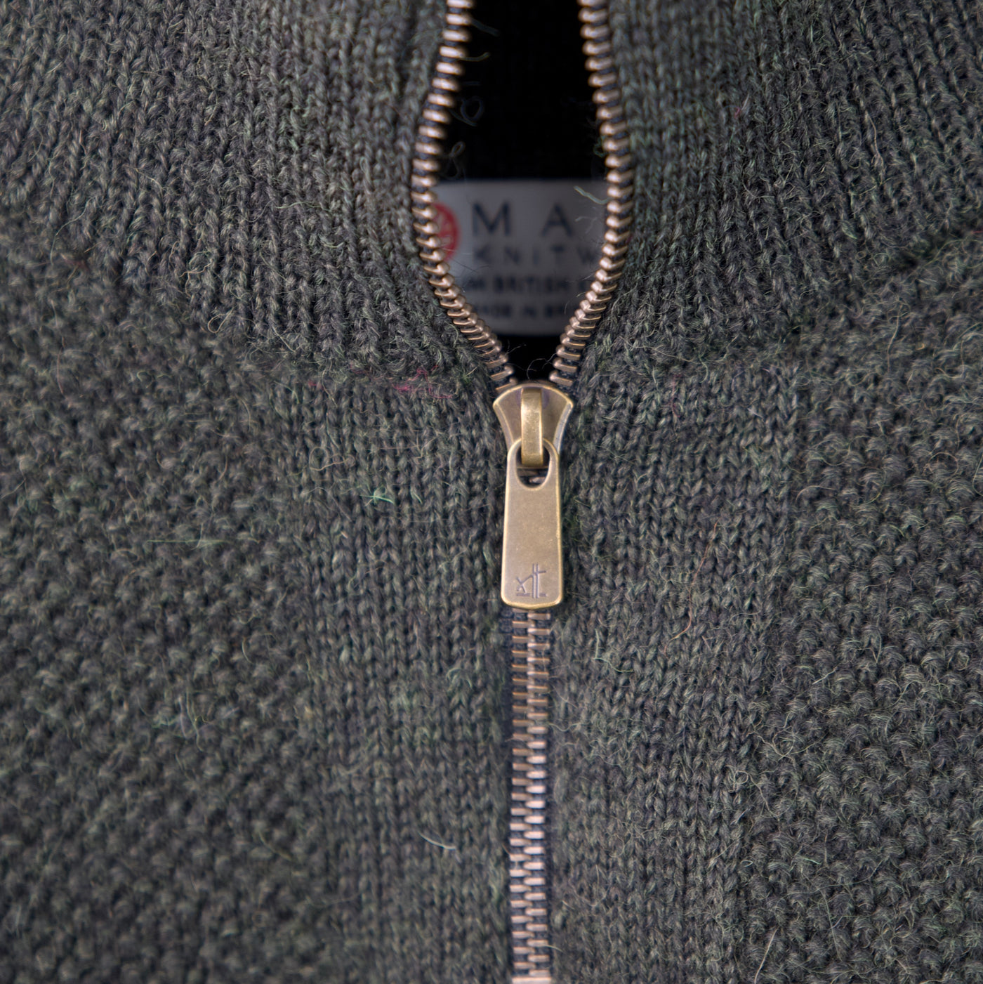 British Wool Quarter Zip - Brunel - Moss