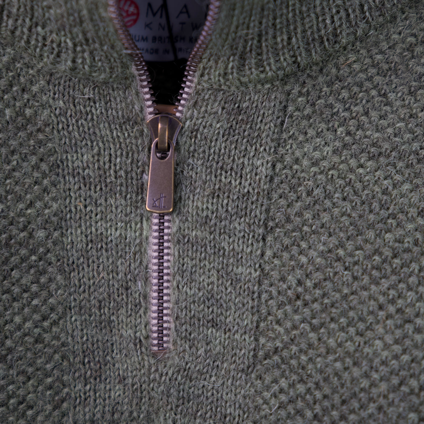 British Wool Quarter Zip - Brunel - Dark Apple