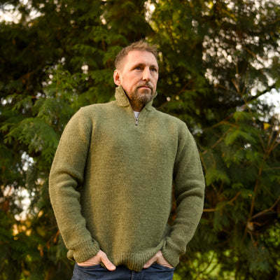 British Wool Quarter Zip - Brunel - Dark Apple