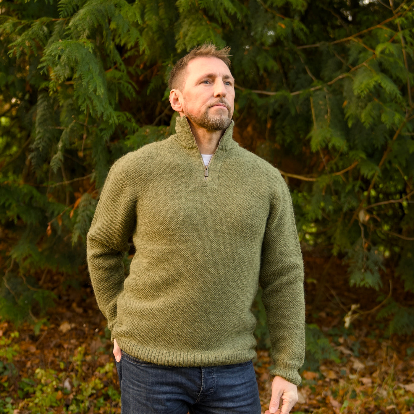 British Wool Quarter Zip - Brunel - Dark Apple