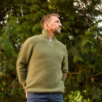 British Wool Quarter Zip - Brunel - Dark Apple