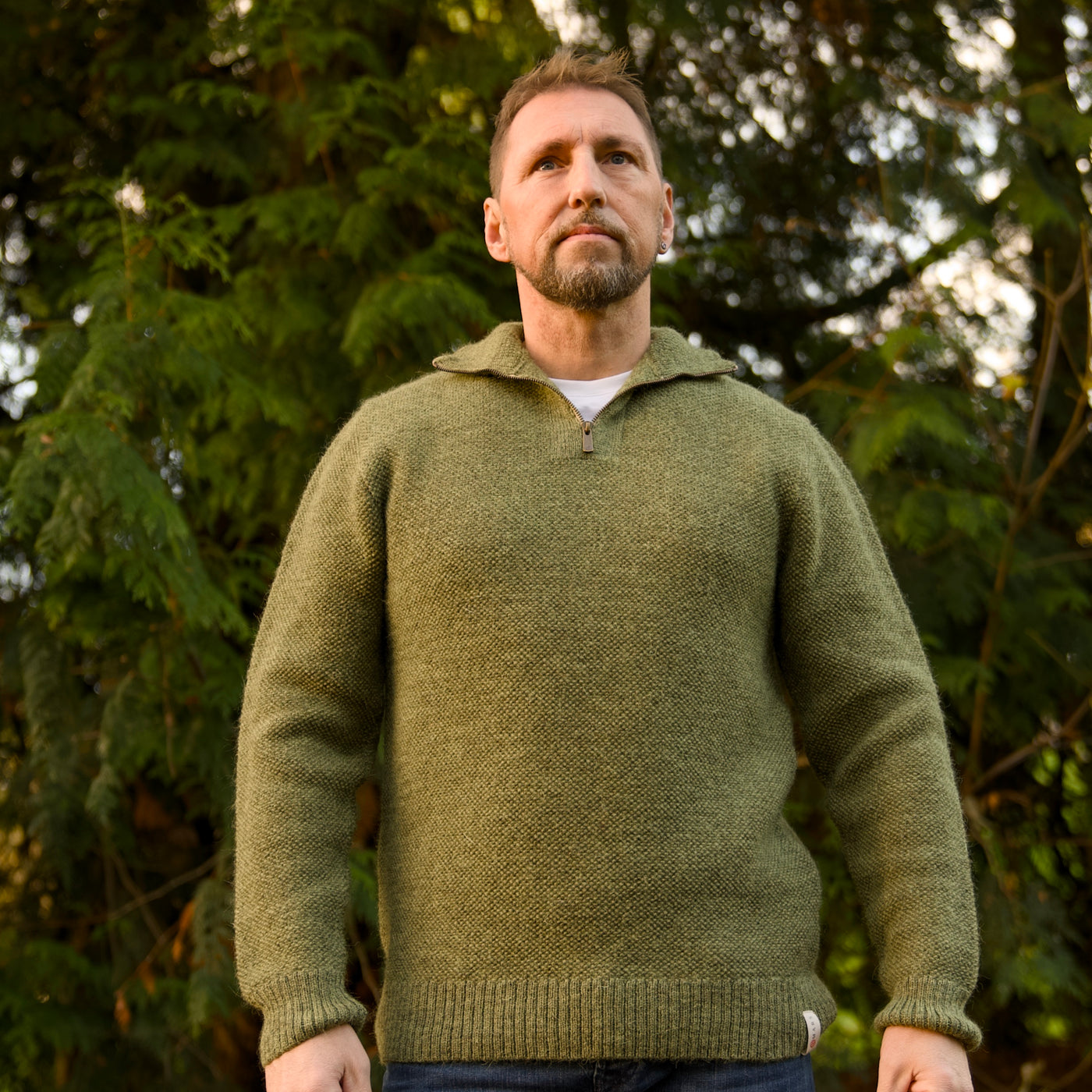 British Wool Quarter Zip - Brunel - Dark Apple