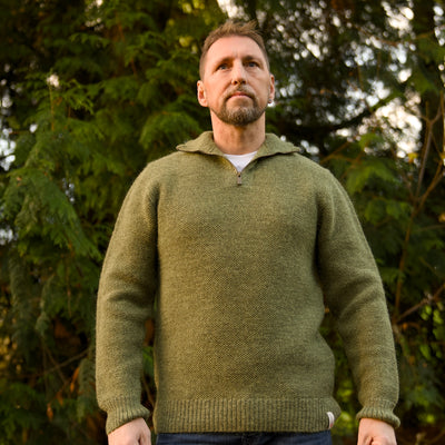 British Wool Quarter Zip - Brunel - Dark Apple